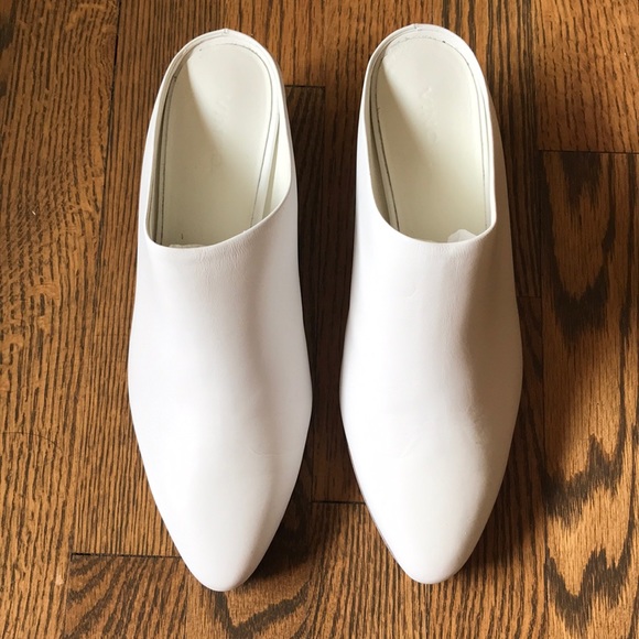 vince vigo white leather mules